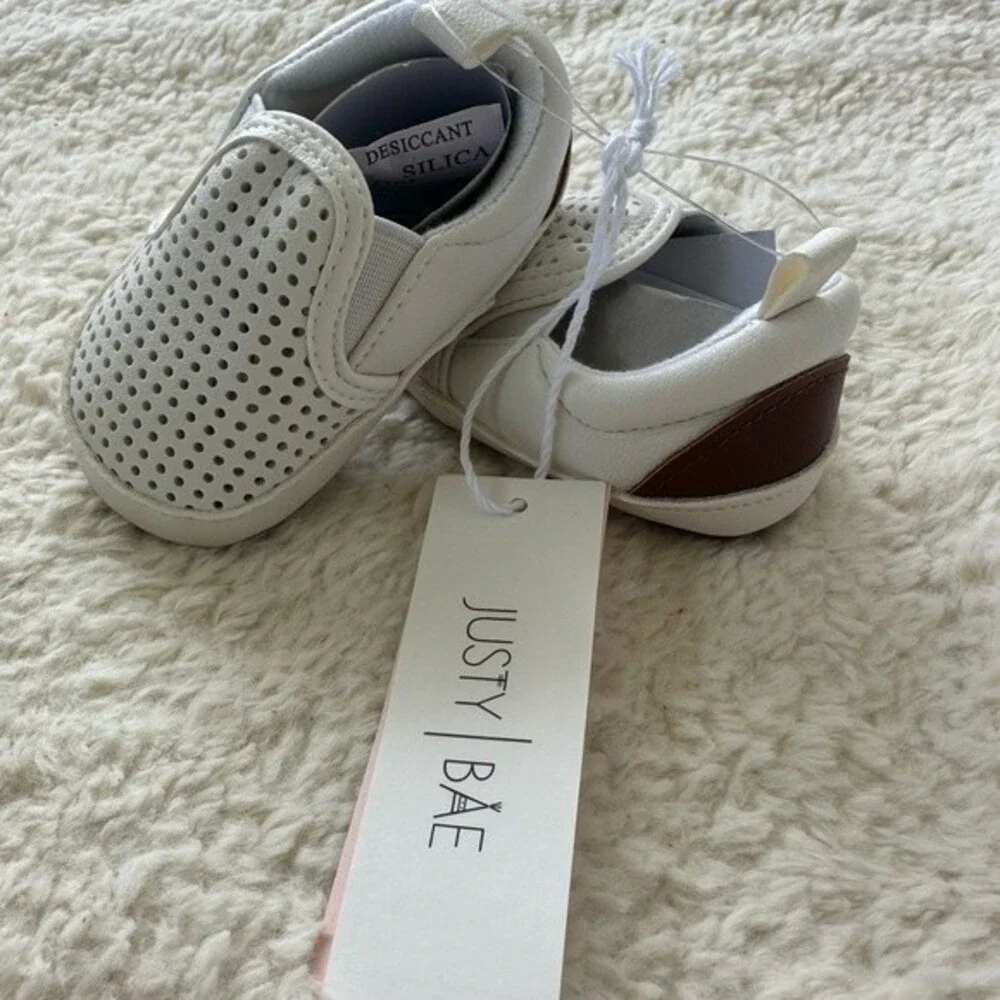 Myggpp Justy Bae Shop White Leather Oxfords Baby Shoes Newborns Size 0-6mo